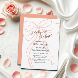 Invitación Peach Bow está atando la ducha nupcial