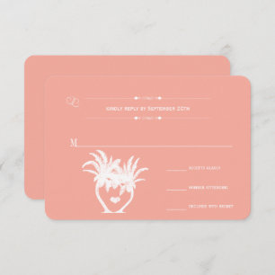 Invitación Peach Coral Beach Destination Wedding RSVP