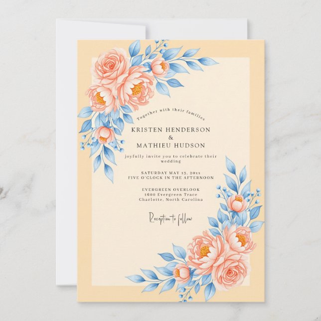 Invitación Peach Delicate Spring Wedding (Anverso)