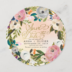 Invitación Peach Dream Garden Floral Salvar la fecha