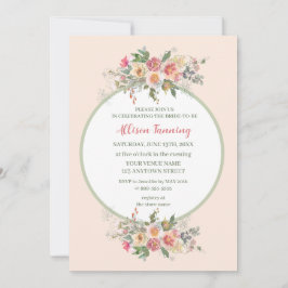 Invitación Peach Dusty Pink Rose Watercolor Ducha de novia