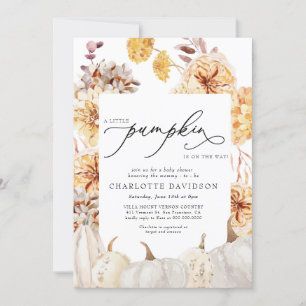 Invitación Peach Fall Pumpkin Floral Boho Neutral Baby Shower