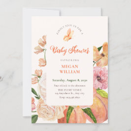 Invitación Peach floral Baby Ducha