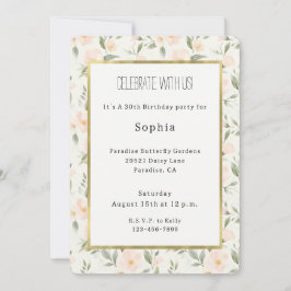 Invitación Peach Floral Birthday
