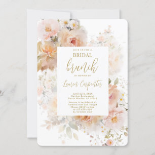 Invitación Peach Floral Bridal Shower Brunch