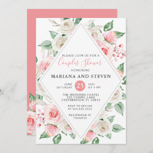 Invitación Peach Floral Couples Wedding Shower