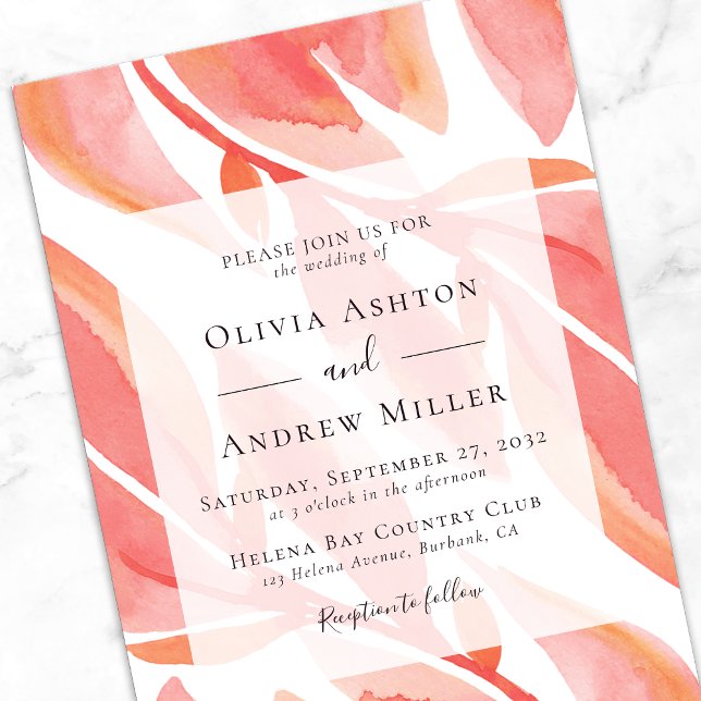 Invitación Peach Floral Moderno Boda (Subido por el creador)