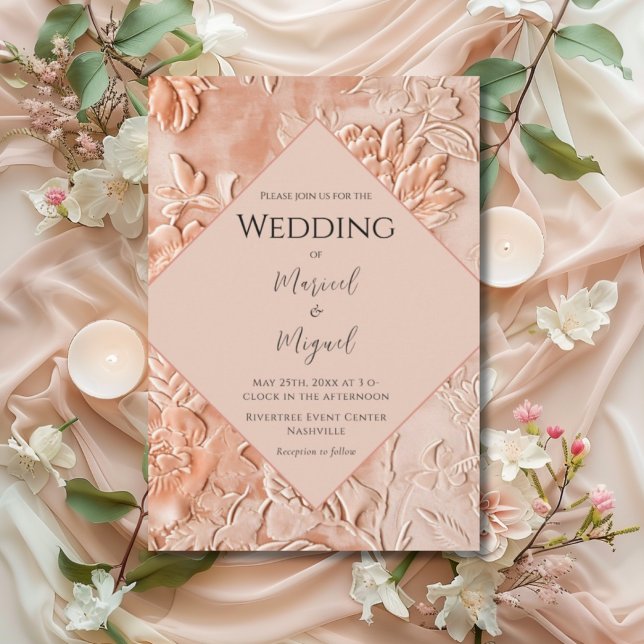 Invitación Peach Floral Ornate Boda (Subido por el creador)