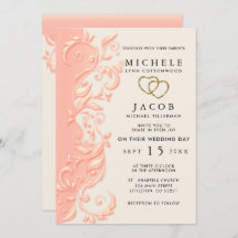 Peach Floral Swirl Boda y RSVP