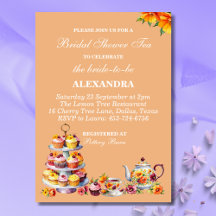 Peach Floral Whimsical Tea Bridal Shower