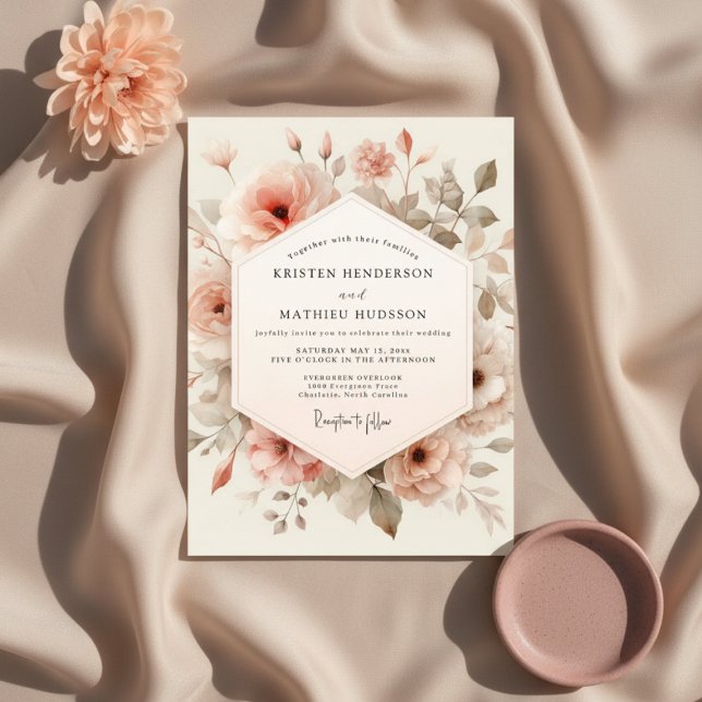 Invitación Peach Floral Whimsy Wedding (Subido por el creador)