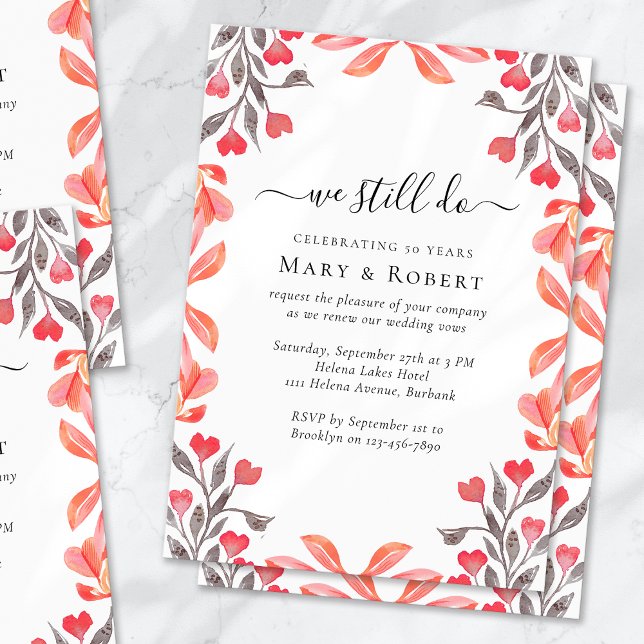 Invitación Peach Florals Seguimos Jurando Renovación 50° Boda (Subido por el creador)