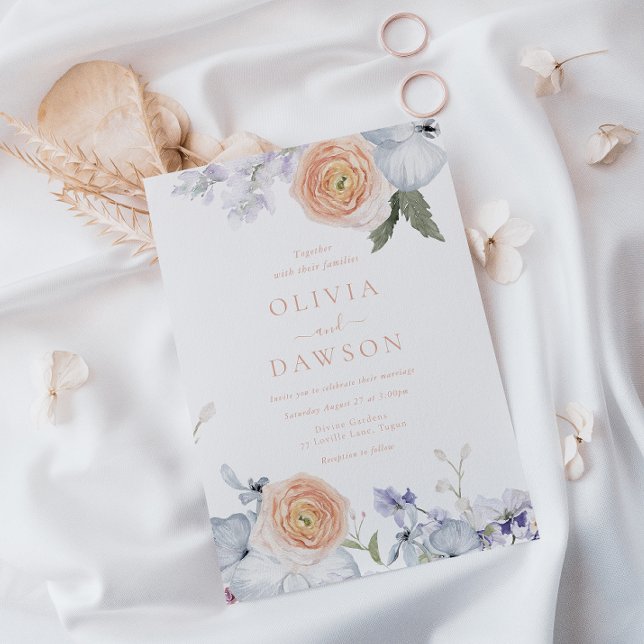 Invitación Peach Fuzz Dusty Blue Moderance Boda (Subido por el creador)