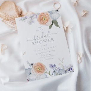Invitación Peach Fuzz Dusty Blue Moderne Bridal Shower