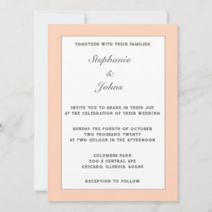 Invitación Peach Fuzz Pastel Elegante Simple Boda Mínimo
