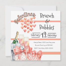 Invitación Peach Galentine's Brunch and Bubbles