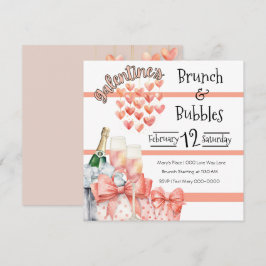 Invitación Peach Galentine's Brunch and Bubbles