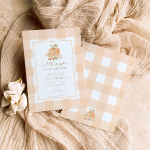 Invitación Peach Gingham A Little Pumpkin Baby