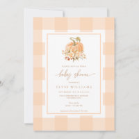 Peach Gingham A Little Pumpkin Baby Shower