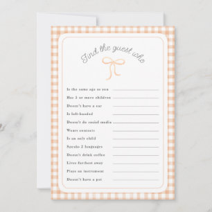 Invitación Peach gingham Find the Guest Who ducha game