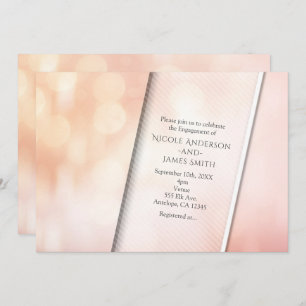 Invitación Peach Glow Elegant Bokeh Lights Engagement Party