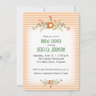 Invitación Peach & Green Flowers Bridal Shower