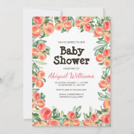 Invitación Peach Greenery Lush Spring Fruit Baby Shower