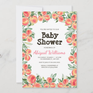 Invitación Peach Greenery Lush Spring Fruit Baby Shower