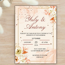 Invitación Peach Invitation boda durazno naranja claro