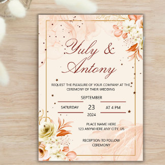 Invitación Peach Invitation boda durazno naranja claro