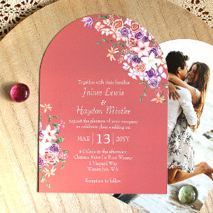 Invitación Peach, Mauve, Lilac Boho Rosa Garden Wedding