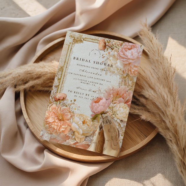 Invitación Peach Meadow Boots Bridal Shower (Subido por el creador)