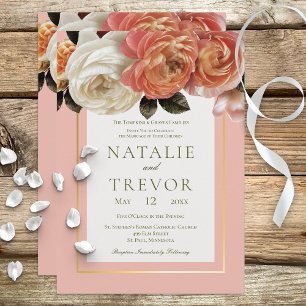 Invitación Peach Mimosa Blooms Floral Peach Boda