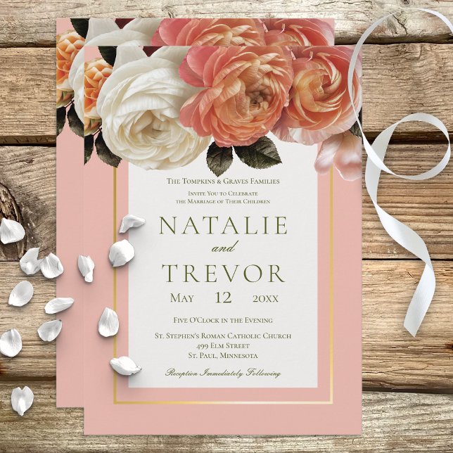 Invitación Peach Mimosa Blooms Floral Peach Boda (Subido por el creador)