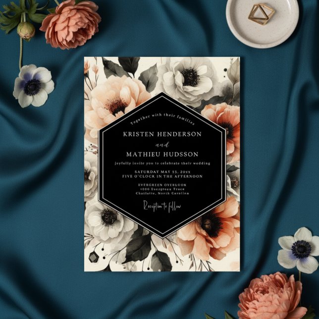 Invitación Peach Moody Bloom Wedding (Subido por el creador)