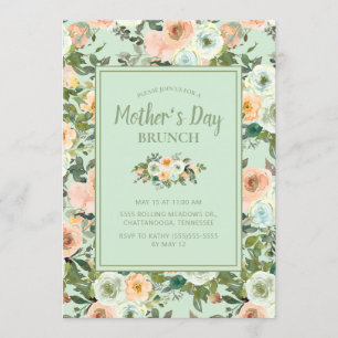Invitación Peach Neo Mint Dusty Blue Floral Mother's Day