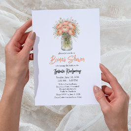 Invitación Peach Palette Ranunculus Mason Jar Bridal Shower