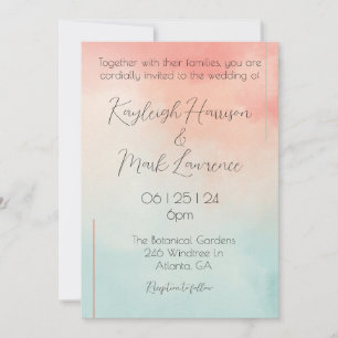 Invitación Peach Pastel Boda romántico Minimalista