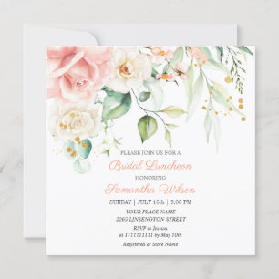 Invitación Peach Peach Peach Pink Rubor Flor Brillante I