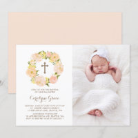 Peach Peach Peony Wreath Photo Baptism