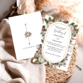 Invitación Peach Peach Pink Boho Watercolor Winter Floral Bod