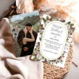 Invitación Peach Peach Pink Boho Watercolor Winter Floral Bod