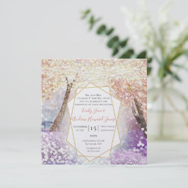 Invitación Peach Peach Pink Coral Purple and Blue Fairtale Bo