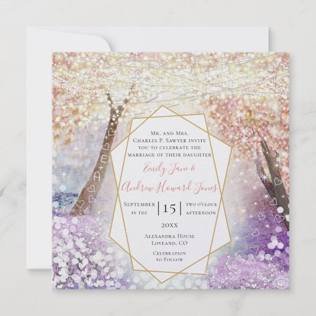 Invitación Peach Peach Pink Coral Purple and Blue Fairtale Bo (Anverso)