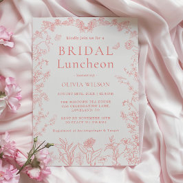 Invitación Peach Peach Pink Garden Chinoiserie Bridal Luncheo