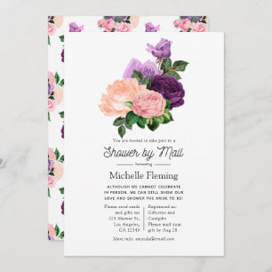 Invitación Peach Peach Pink & Lavender Purple Floral Shower b