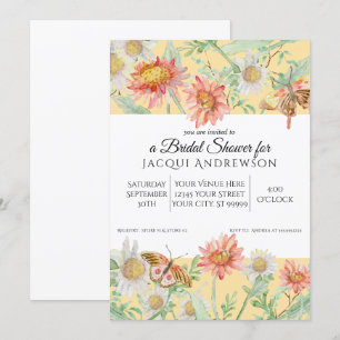 Invitación Peach Peach Yellow White Floral Brillante