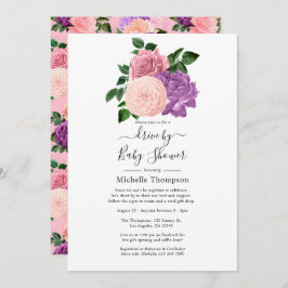 Invitación Peach Pink and Lavender Purple Drive By Shower