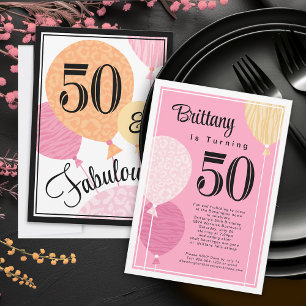 Invitación Peach Pink Fabulous 50 Birthday Invitation