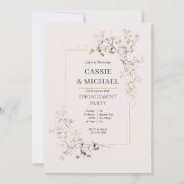 Invitación Peach Pink Wildflower and Gold Engagement Party 